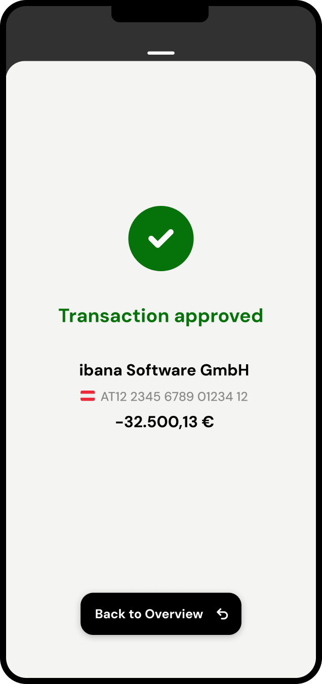 ibana executive verification UI snippet